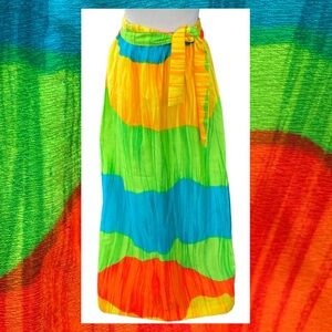 Vintage 70s 80s Alice Of California A Line Multicolor Ombré Maxi Skirt S